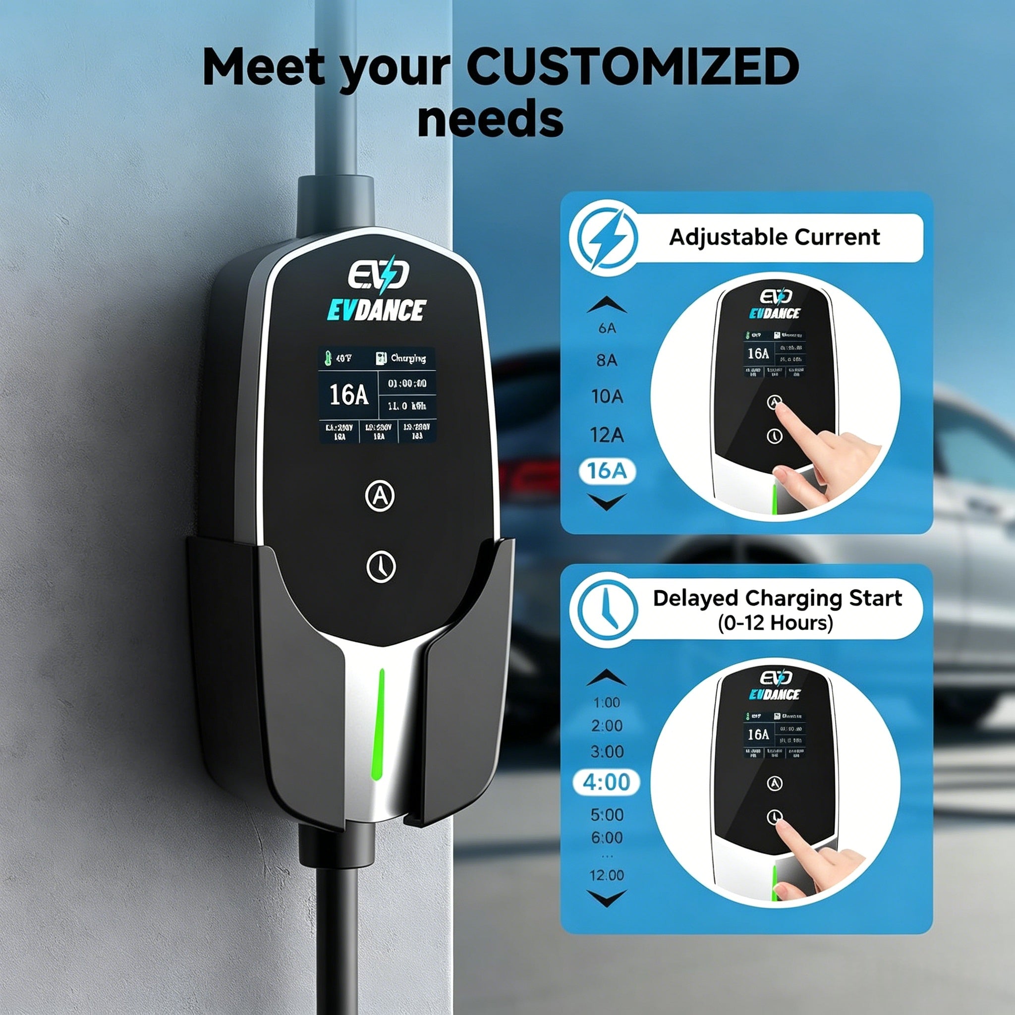 EVDANCE 11kW Mobile Wallbox – 3 Phase Type 2 EV Charger, 16A | 6mA DC Protection