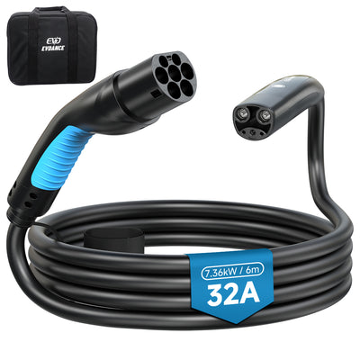 EVDANCE Type 2 to NACS EV Charging Cable – Single Phase, 32A / 6M, Tesla Compatible