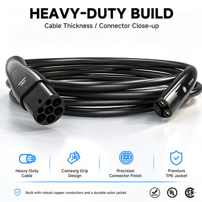 EVDANCE Type 2 to NACS EV Charging Cable – Single Phase, 32A / 6M, Tesla Compatible