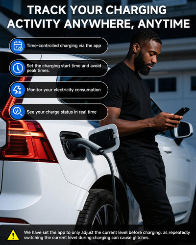 EVDANCE UK 3-Pin Smart Portable EV Charger – Single Phase Type 2, 6-13A / 2.99kW | WiFi & APP Control