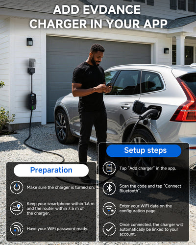 EVDANCE UK 3-Pin Smart Portable EV Charger – Single Phase Type 2, 6-13A / 2.99kW | WiFi & APP Control