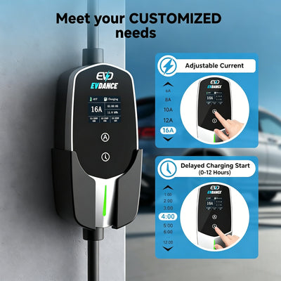 EVDANCE 11kW Mobile Wallbox – 3 Phase Type 2 EV Charger, 16A | 6mA DC Protection