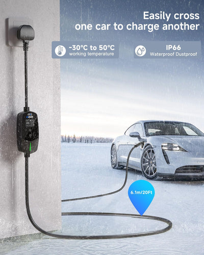 EVDANCE UK 3-Pin Portable EV Charger – Single Phase Type 2, 10A / 2.3kW | Advanced