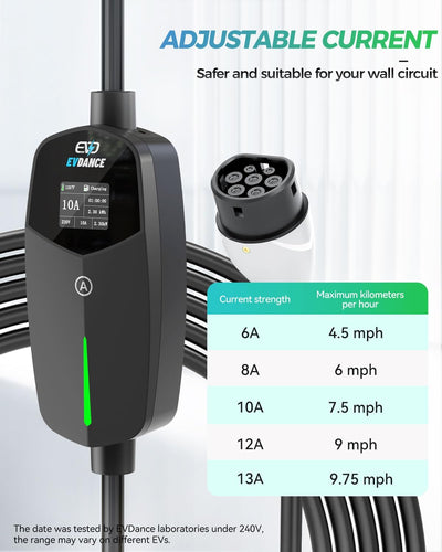 EVDANCE UK 3-Pin Portable EV Charger – Single Phase Type 2, 10A / 2.3kW | Intermediate