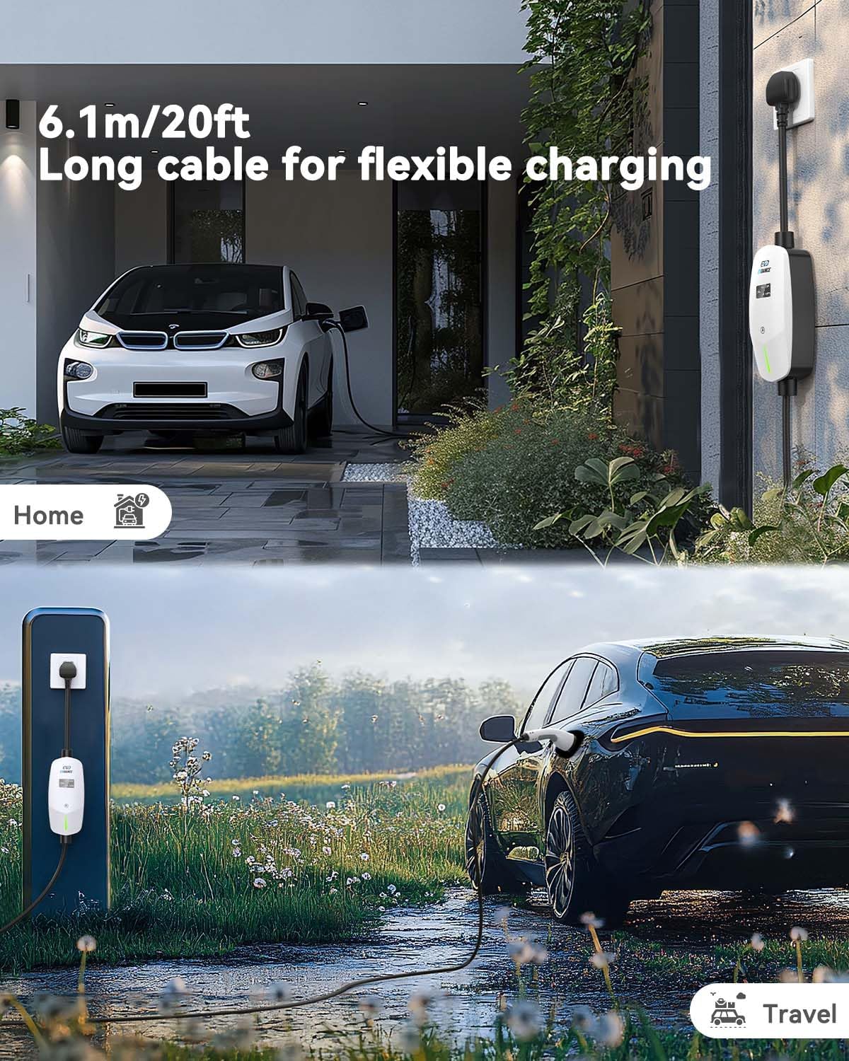 EVDANCE UK 3-Pin Portable EV Charger – Single Phase Type 2, 10A / 2.3kW | Basic