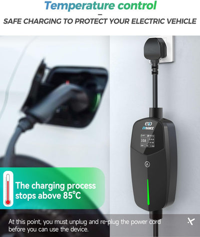 EVDANCE UK 3-Pin Portable EV Charger – Single Phase Type 2, 10A / 2.3kW | Intermediate